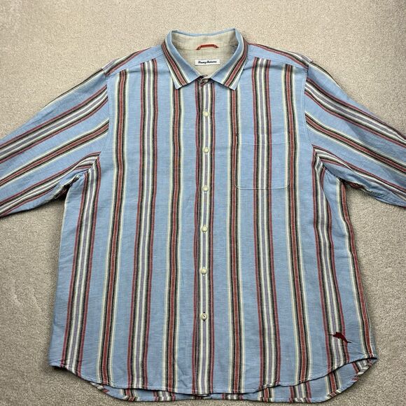 Tommy Bahama Cabana Stripe Linen Shirt Button Long Sleeve Shirt Men's Size XL - Picture 3 of 15
